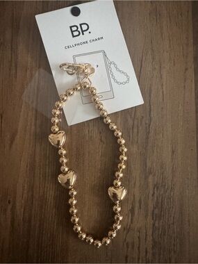 bp Gold Heart Bead Phone Charm Bracelet